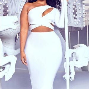 White cut out one shoulder dress